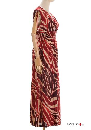 Animal print long Sleeveless Dress with v-neck with elastic - ph 3