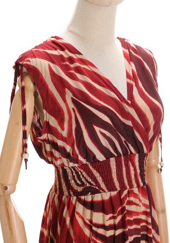 Animal print long Sleeveless Dress with v-neck with elastic - ph 4