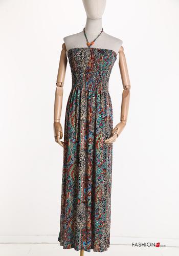 Bedrucktes lange Kleid mit gummizug - ph 2