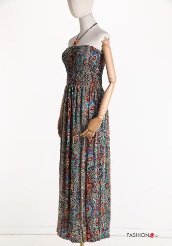 Bedrucktes lange Kleid mit gummizug - ph 4