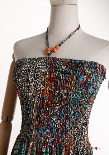 Bedrucktes lange Kleid mit gummizug - ph 5