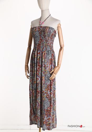Bedrucktes lange Kleid mit gummizug - ph 6