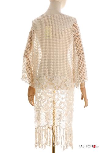 Copricostume in Cotone Fantasia ricamata con fiocco con frange - ph 2
