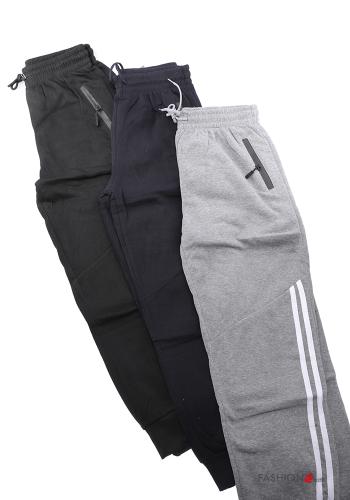 Pantalone sportivo in Cotone con elastico con tasche con zip - ph 1