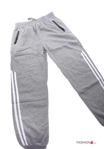 Pantalone sportivo in Cotone con elastico con tasche con zip - ph 2