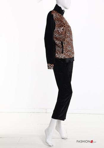 Tuta sportiva in Cotone in velluto Fantasia animalier con zip con elastico - ph 4