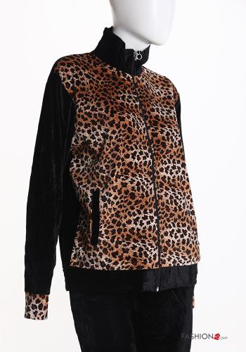 Tuta sportiva in Cotone in velluto Fantasia animalier con zip con elastico - ph 5