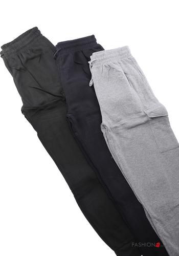 Pantalone sportivo in Cotone con elastico con tasche con coulisse - ph 1