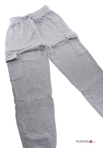 Pantalone sportivo in Cotone con elastico con tasche con coulisse - ph 2