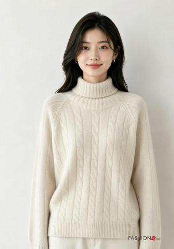 Pull à Col Roulé en Mélange de Laine