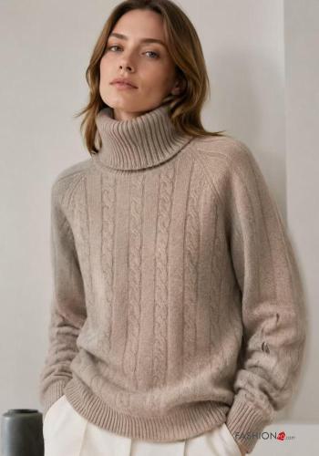 Pull à Col Roulé en Mélange de Laine