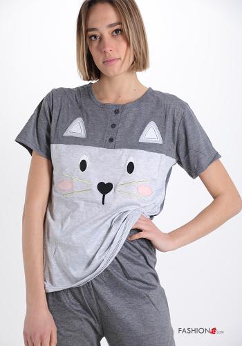 Set 15 pezzi Pigiama completo in Cotone Fantasia animali con bottoni - ph 4