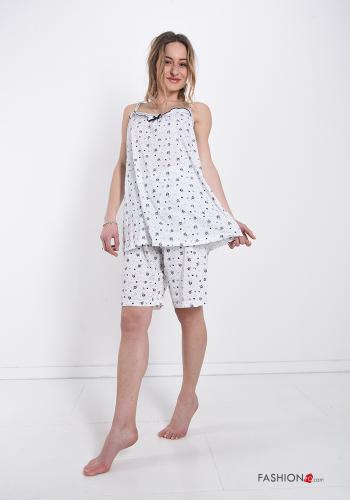 Set 16 pezzi Pantaloni pigiama corti in Cotone Fantasia floreale con fiocco - ph 1