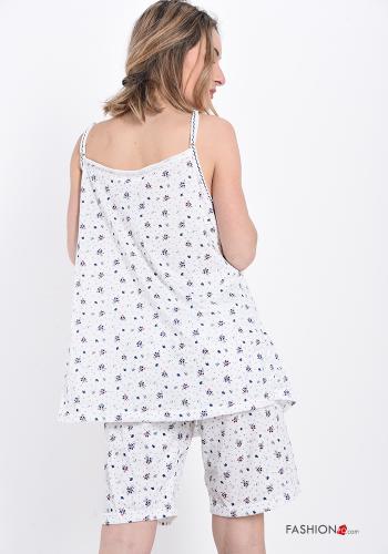 Set 16 pezzi Pantaloni pigiama corti in Cotone Fantasia floreale con fiocco - ph 2