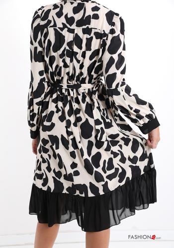 Abito Fantasia animalier con fiocco con balze scollo a V - ph 2
