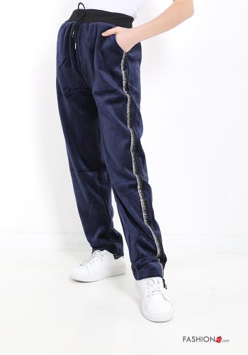 Pantalone sportivo in velluto con tasche con fiocco - ph 1