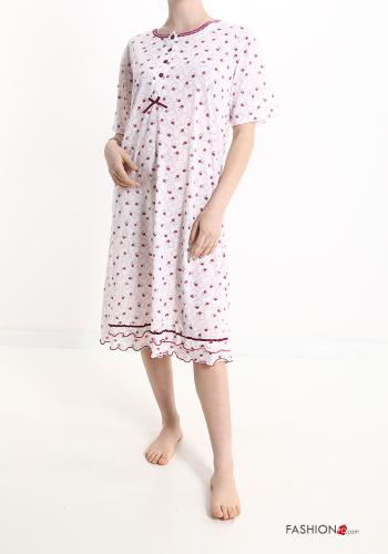 Camicia da notte in Cotone Fantasia floreale con bottoni