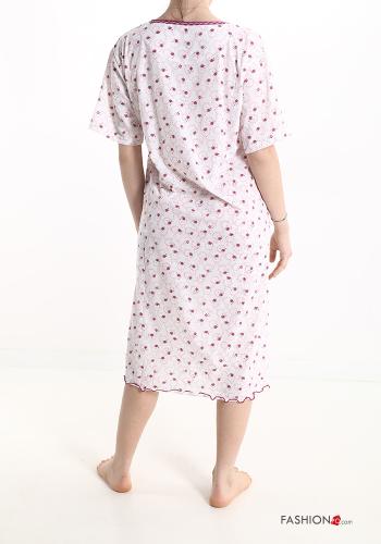 Floral Cotton Night dress with buttons - ph 2