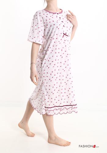 Floral Cotton Night dress with buttons - ph 3