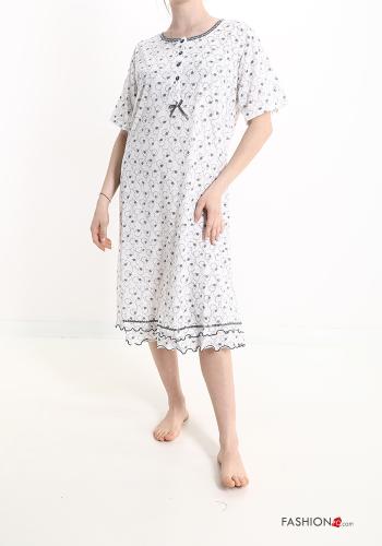 Floral Cotton Night dress with buttons - ph 6