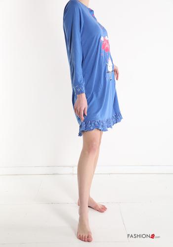 Camicia da notte in Cotone Fantasia stampata con bottoni - ph 3