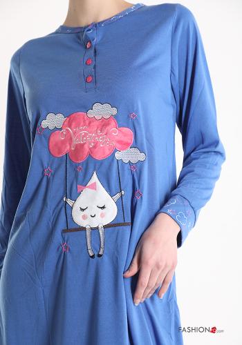 Camicia da notte in Cotone Fantasia stampata con bottoni - ph 4