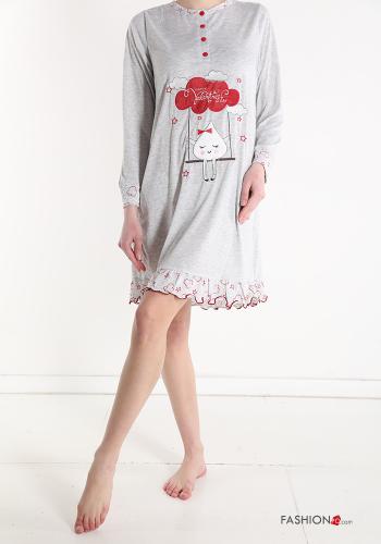 Camicia da notte in Cotone Fantasia stampata con bottoni - ph 5