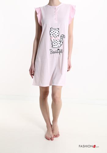 Camicia da notte in Cotone Fantasia animali con fiocco - ph 1
