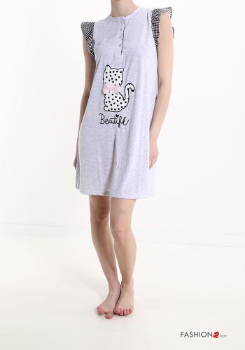 Camicia da notte in Cotone Fantasia animali con fiocco - ph 5