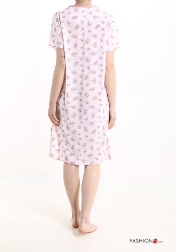 Camisa de noite em Algodão Floral com botões com bolsos - ph 2