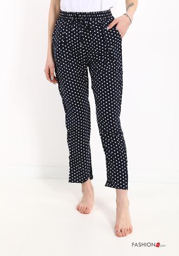 Pantalones de Algodón Estampado de lunares con bolsillos con lazo - ph 1