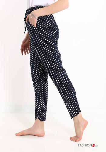 Pantalones de Algodón Estampado de lunares con bolsillos con lazo - ph 3