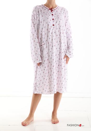 Set 15 pezzi Camicia da notte in Cotone Fantasia floreale con bottoni con tasche - ph 1