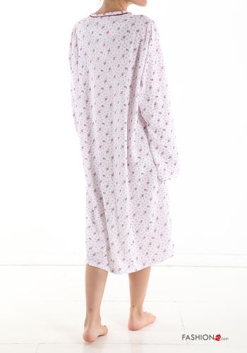 Set 15 pezzi Camicia da notte in Cotone Fantasia floreale con bottoni con tasche - ph 2