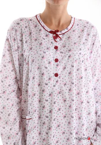 Set 15 pezzi Camicia da notte in Cotone Fantasia floreale con bottoni con tasche - ph 4