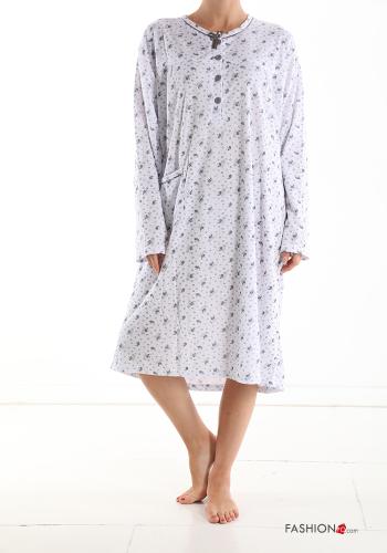 Set 15 pezzi Camicia da notte in Cotone Fantasia floreale con bottoni con tasche - ph 6