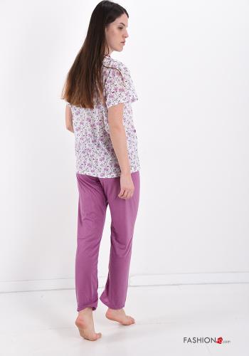 Pack de 15 piezas Pijama completo de Algodón Estampado Floral con botones con lazo - ph 2