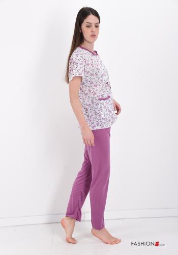 Pack de 15 piezas Pijama completo de Algodón Estampado Floral con botones con lazo - ph 3