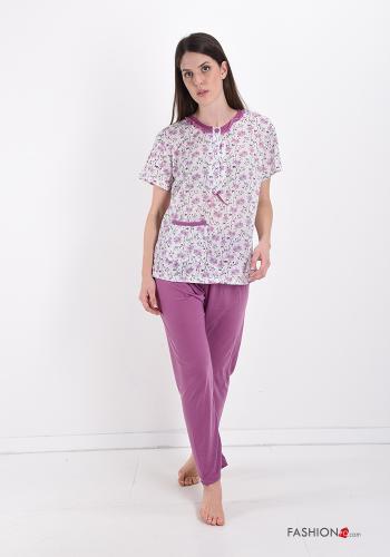 Pack de 15 piezas Pijama completo de Algodón Estampado Floral con botones con lazo - ph 5