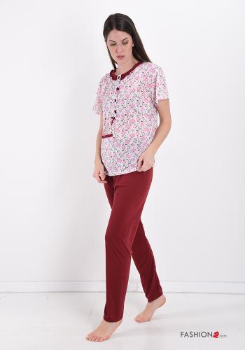 Pack de 15 piezas Pijama completo de Algodón Estampado Floral con botones con lazo - ph 7