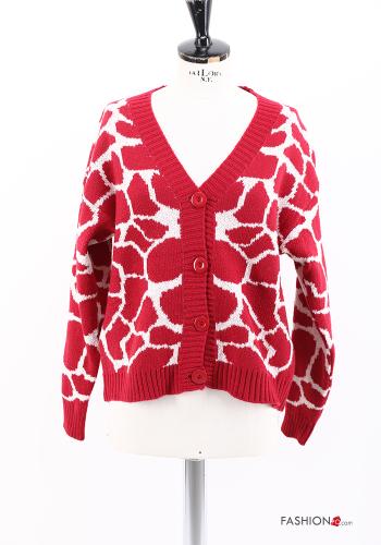 Animal print Cotton Cardigan with buttons