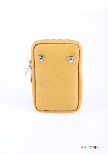 Case in Genuine Leather  with zip for mobile phone with shoulder strap adjustable - ph 3