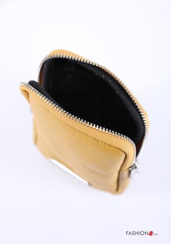 Case in Genuine Leather  with zip for mobile phone with shoulder strap adjustable - ph 5