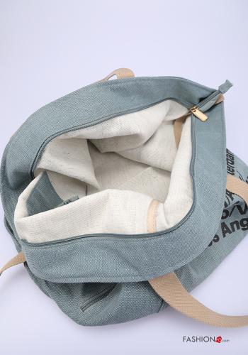 Shopper (Tote)  con tasche multiuso mare con cinturino denim con zip Fantasia scritta - ph 5