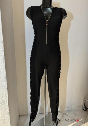 Jumpsuit in Cotone senza maniche scollo a V con zip