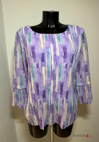 Bedrucktes plissiert Bluse 3/4 ärmel - ph 1
