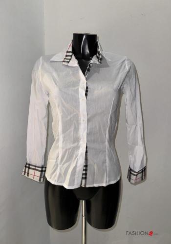 Camisa de Algodón con cuello Estampado tartán con botones