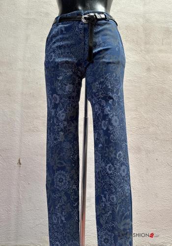 Blumenmuster Hose mit Gürtel mit Taschen