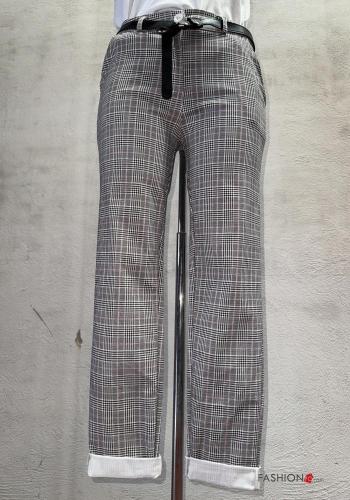 Vichy Trousers with belt with buttons with zip with pockets - ph 1