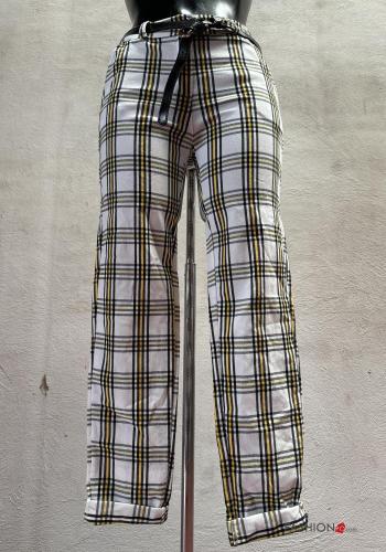 Pantalone Fantasia quadrettata vichy con cintura